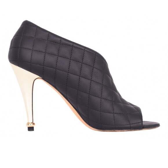 CHANEL Quilted Leather Peep Toe D'Orsay Stiletto Pumps (EU 38) - Picture 14 of 14